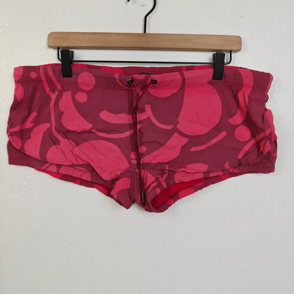 Vintage 90s Gucci Mens Swim Short Large Pink Abstract Drawstring Luxury Tom Ford
